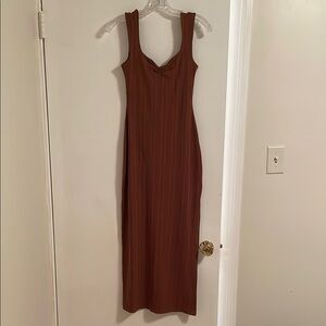 Elegant Rust Brown Sleeveless Dress